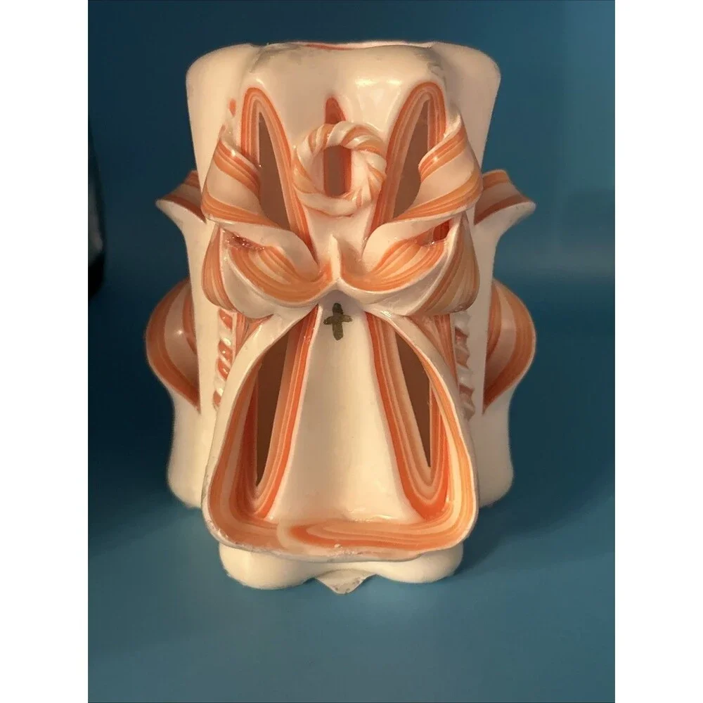 Peach Rose - Carved candle - Handmade - Gift - Wedding - Birthday - Halloween